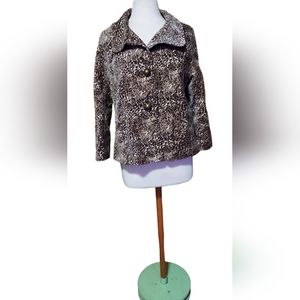 Talbots Petites 10p Jacket Coat Leopard Print Outerwear Woman Peacoat Bu…